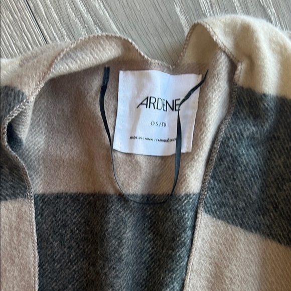 Plaid Fringe Scarf in Black and Tan - Picture 4 of 8